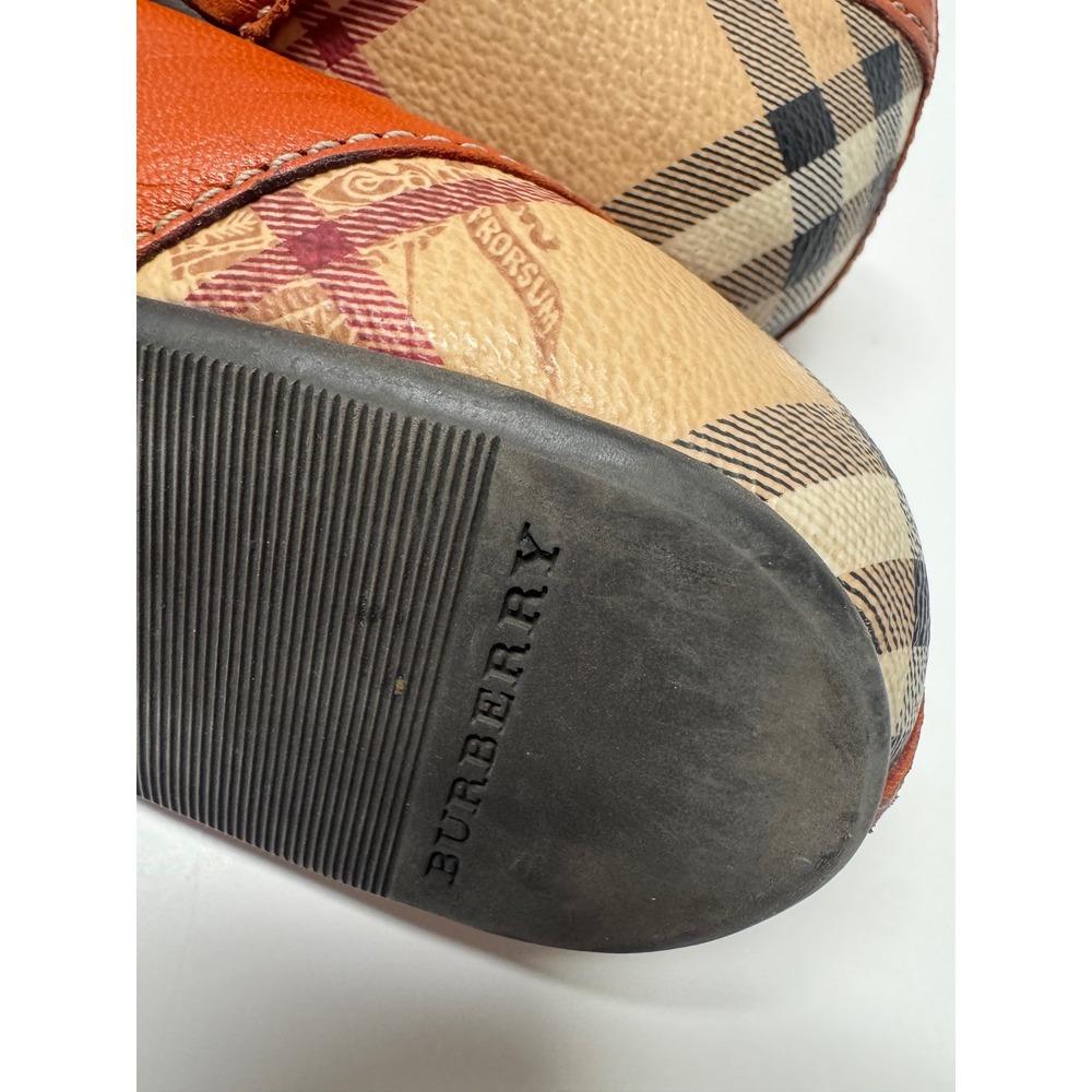 Burberry Orange Leather Nova Check Peep Toe Ballet Flats Bow‎ Charms Size 37 7 - Picture 6 of 10